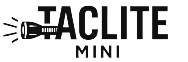 Logo of TACLITE MINI with a flashlight icon on a white background